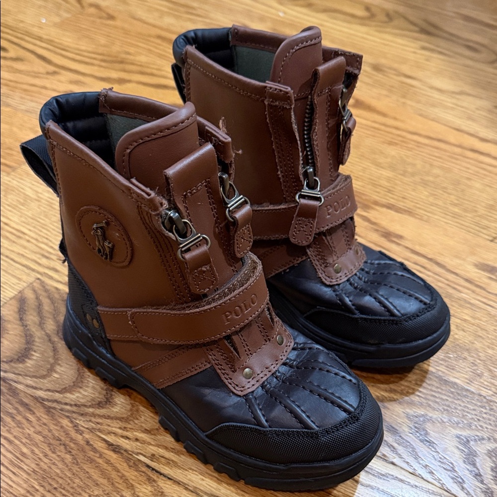 Polo Ralph Lauren Conquered Hi Boots. Size 1. Chocolate/Tan Leather. Like New.